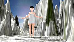 Anime beauty Leo enjoys a solo bath in a hidden bathroom