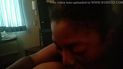 ebony woman sucking black cock in intense scene