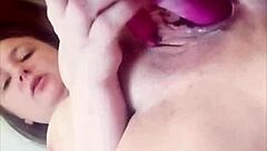 Creamy vibrator slides between those lips