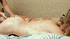 Teen babe bent over for a wild massage and cum-filled pounding.