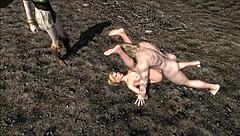 nookie with muscular bodybuilder in outdoor cheating voyeur scene