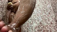 sexy ebony girl shakes her big ass in the shower