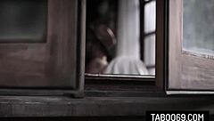 Hot blonde teen Kenna James catches her neighbor peeping and fucks him hard