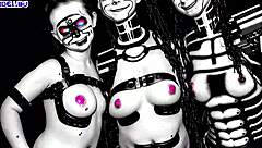 C23 robot whores party in this dystopian sex machine fetish video.
