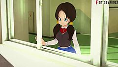 Videl Watches Gohan And Android 18 Fuck Hard In Dragon Ball Z.