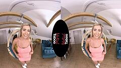 Is the blonde's shaved pussy ready for orgasm in POV masturbation?