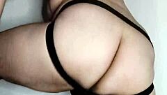 Chubby gay man shows off big tits and ass in anal sex