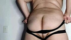 Chubby gay man shows off big tits and ass in anal sex