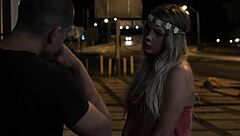 Stranded teen 18+ gets roughly bound and fucked outdoors by pickup amateurs in hardcore bondage.