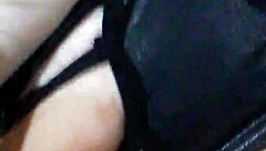 masked black babe uses dildo