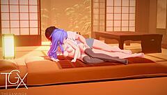 roxy dives into sexy anime hentai gaming, fucking wildly in outfits with blowjobs and positions