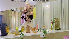 petite girl bee costume licks honey and sucks cocks 🍯