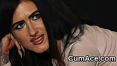 Hot Stunner Gets Cum Shot On Her Face Swallowing All The Juice!