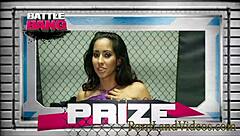 Hot brunette Isis Love bangs hard with battle winner's monster cock