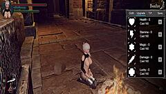 Let's play knight girl and dungeons with that shaved pussy, part 1