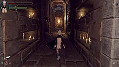 Let's play knight girl and dungeons with that shaved pussy, part 1