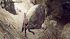 Let's play knight girl and dungeons with that shaved pussy, part 1