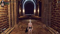 Let's play knight girl and dungeons with that shaved pussy, part 1