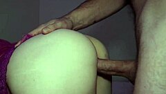 Greedy brunette bitch sucks monster cock then doggy fucks