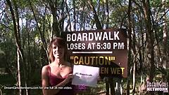 Petite College Brunette Strips Naked in Public Park