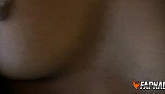 Black gazelle teases with her huge pink dildo during horny morning routine