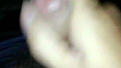 Gay man jerks off his hard dick at night.