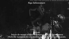 married woman shows off on street with cuckold voyeur filming