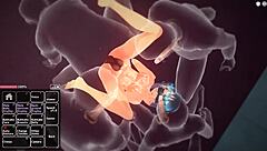 Blue haired girl enjoys the fun activities