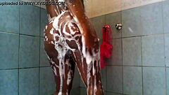 shower tease with ebony amateur in steamy homemade clip