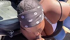 thot goes crazy sucking fat ebony cock in public outdoor spot