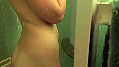 surprising my gf masturbating in the shower with dildo pov, what a hot scene 😏