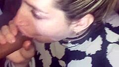 this slut gives me a deepthroat blowjob and swallows my cum