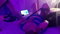 Sexy blonde intensely deepthroats in her outfit