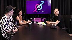 freddy gets blowjob in sheer red lingerie