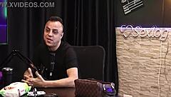 freddy gets blowjob in sheer red lingerie