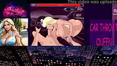 Blonde Performs Sloppy Deepthroat in Car