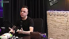 freddy gets blowjob in sheer red lingerie