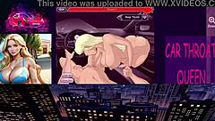 Blonde Performs Sloppy Deepthroat in Car