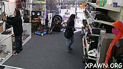 intensive bimbo amateur gets rammed in store contest. who wins this wild game?