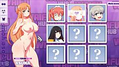 Asuna gets deepthroat from ass to mouth on sofa