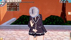 Asami, the feisty JK, in a 3D cartoon anime story