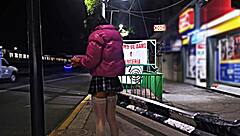 Watch this public whore flashing her miniskirt in outdoor transsexual exhibitionist action 😈