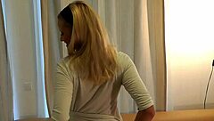 cute blonde babe strips down fast, sucks cock deep, and takes a messy facial like a pro. she gags but keeps going for more!