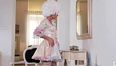 Cosplay Cutie Brigitte Fingers Shaved Young Milf Pussy to Climax