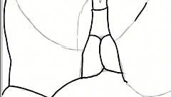 Drawing a black big booty in doggy style position