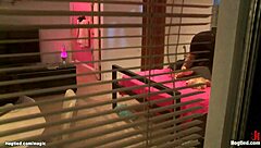 Bound student gagging on monster cock.