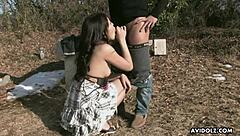 asian babe gets fucked outdoors and loves it
