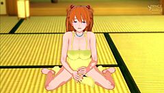 horny asuka guides your handjob in yellow dress