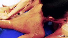 damn, three big tits lesbians licking and toying in fff food fetish play! 😍