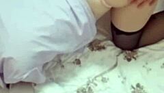 My new Asian girlfriend in black stockings is so tempting, her ass is great for doggystyle.